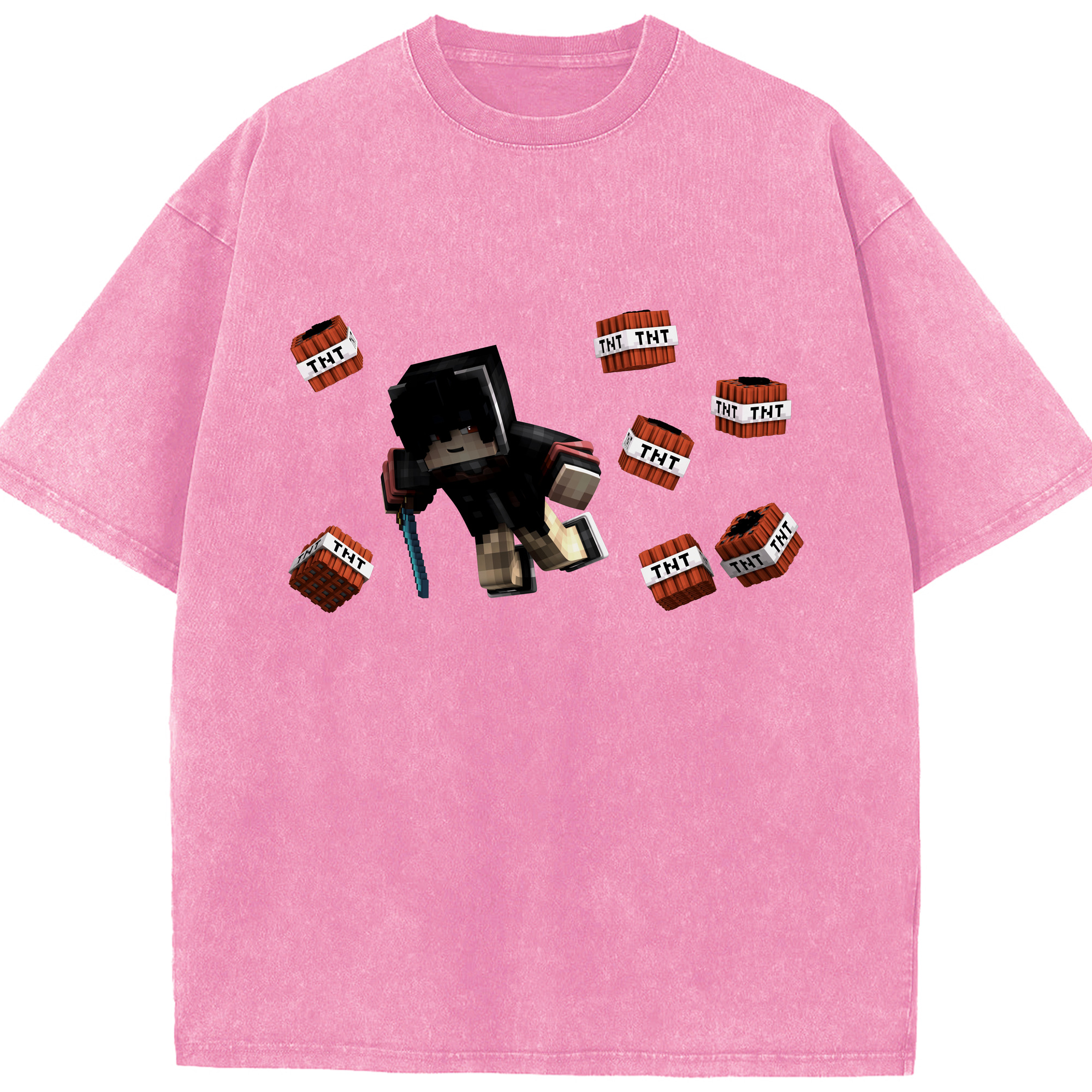 （画像用） マインクラフト ブロックの世界 Minecraft MC Block world 綿100% ヴィンテージ風 半袖Tシャツ（フロントプリント）